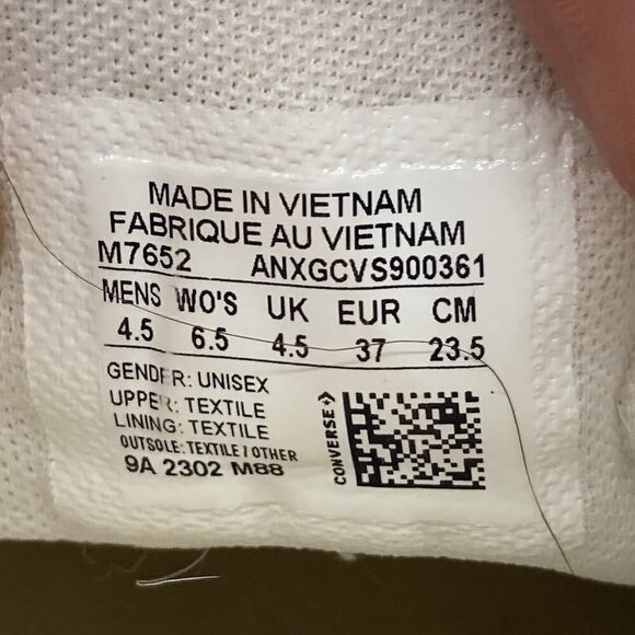 Size M4.5 W6.5 Converse Unisex CT All Star Low M7652 White Casual Shoes Sneakers - Picture 9 of 9